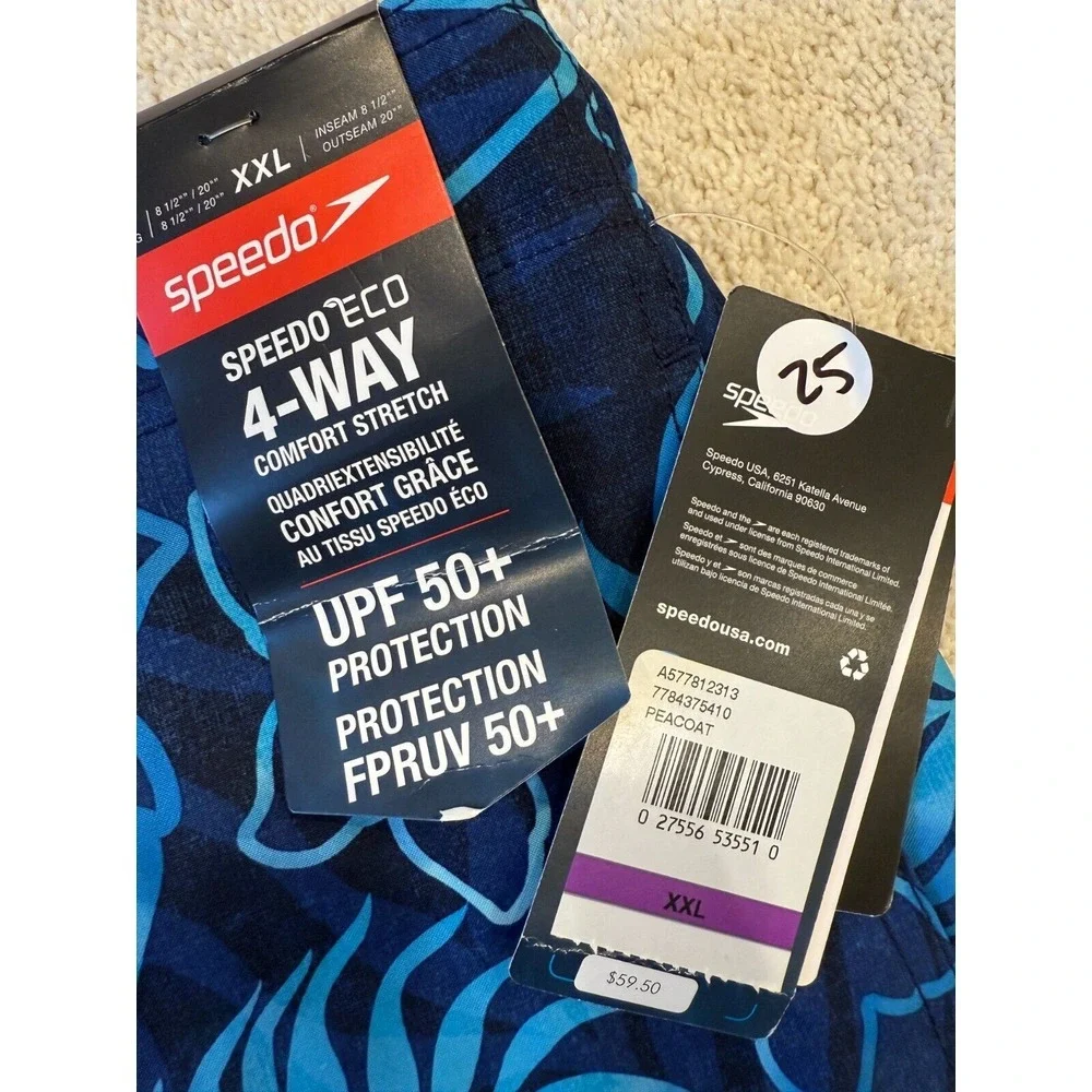 Speedo Bondi Eco 4-Way Stretch & UPF 50+‎ Men's Bathing Suit XXL Dark Blue